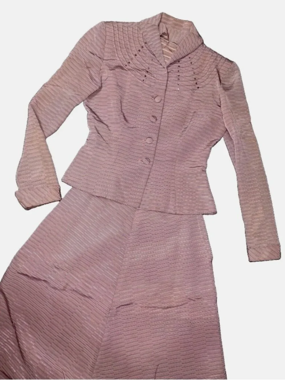 🌸 Glamorous Vintage Late 1940s Dusty Pink New Look Skirt Suit 🌸